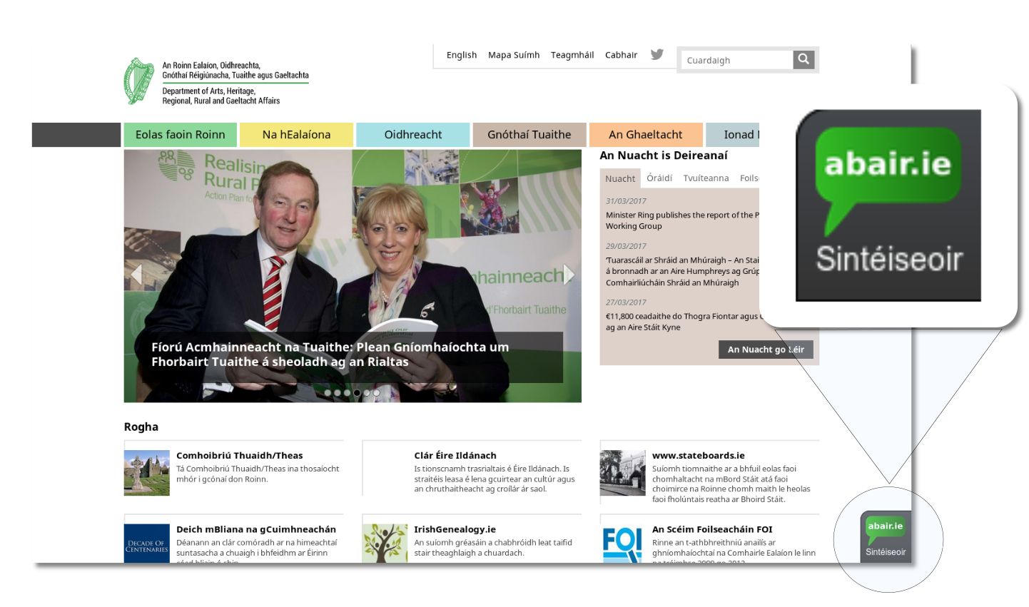 The ABAIR Web Reader on a website